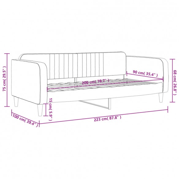 Lit de repos bleu 90x200 cm velours