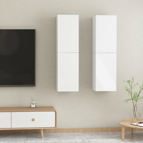 Meubles TV 2 pcs Blanc brillant 30,5x30x110 cm Aggloméré