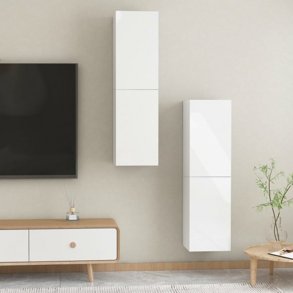 Meubles TV 2 pcs Blanc brillant 30,5x30x110 cm Aggloméré