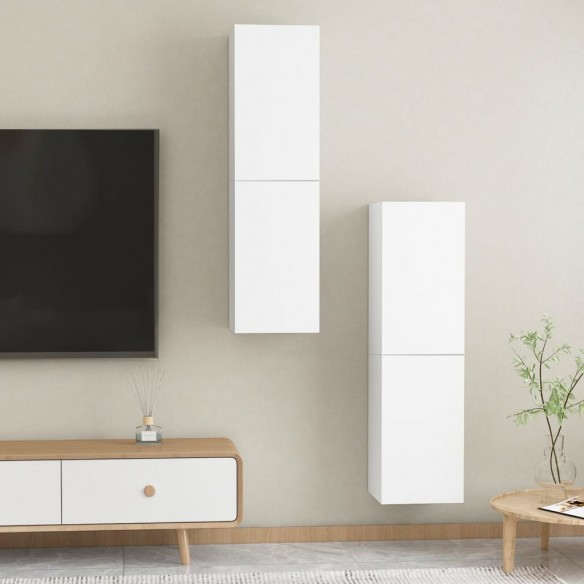 Meubles TV 2 pcs Blanc 30,5x30x110 cm Aggloméré