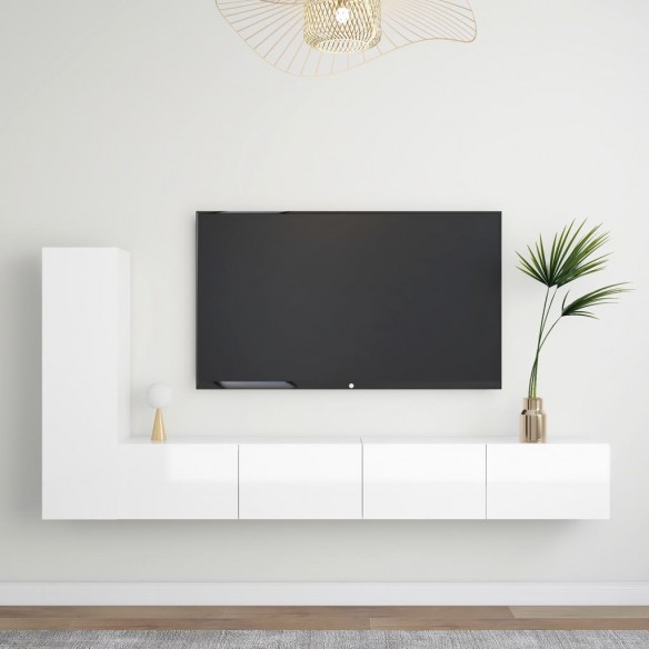 Ensemble de meuble TV 3 pcs Blanc brillant Aggloméré