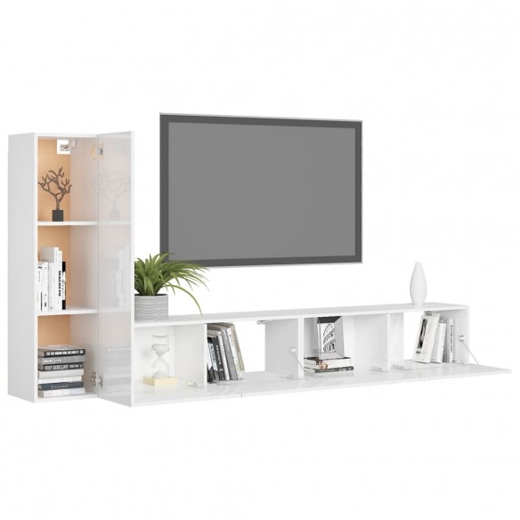 Ensemble de meuble TV 3 pcs Blanc brillant Aggloméré