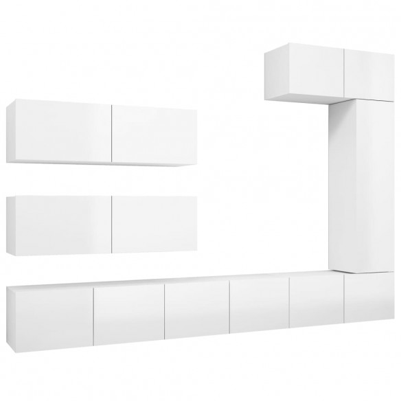 Ensemble de meuble TV 7 pcs Blanc brillant Aggloméré