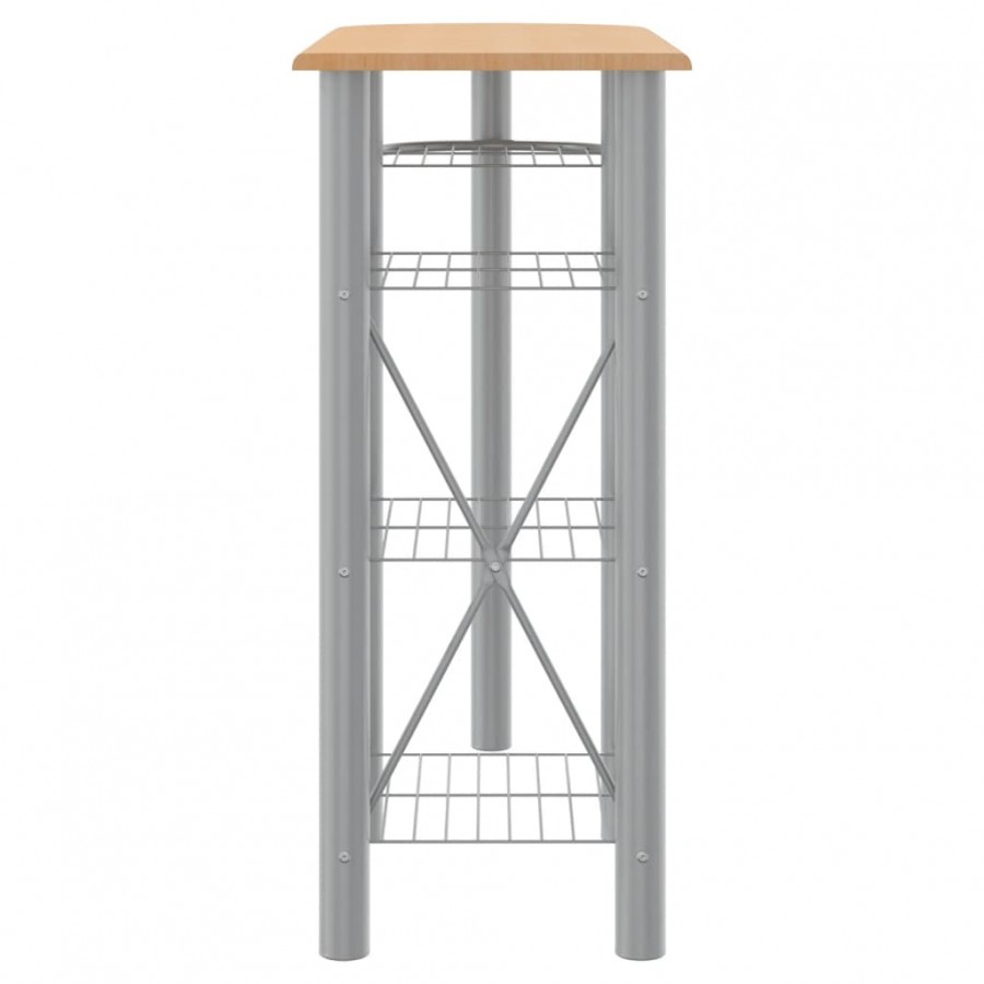 Ensemble de bar 3 pcs gris et marron bois d'ingénierie et fer