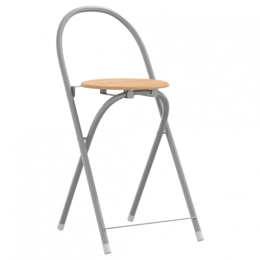 Ensemble de bar 3 pcs gris et marron bois d'ingénierie et fer