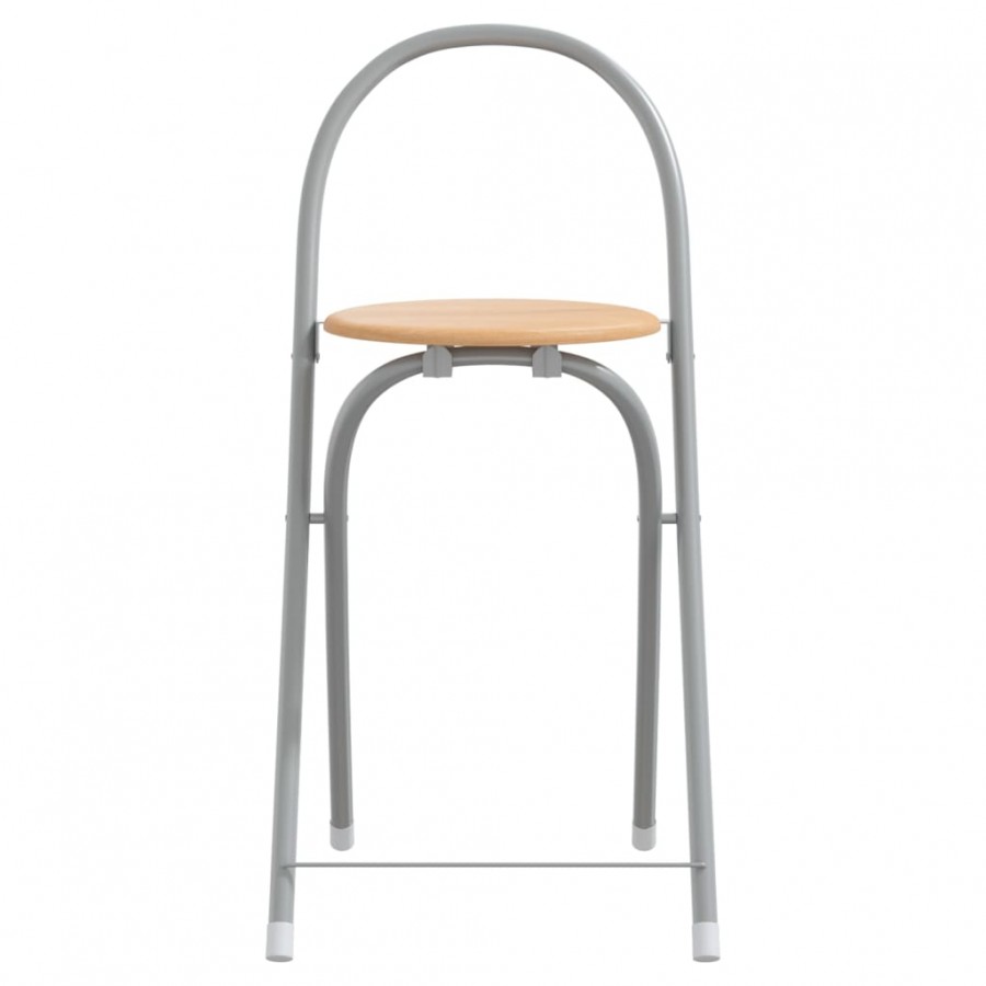 Ensemble de bar 3 pcs gris et marron bois d'ingénierie et fer