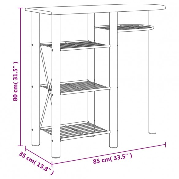 Ensemble de bar 3 pcs gris et marron bois d'ingénierie et fer