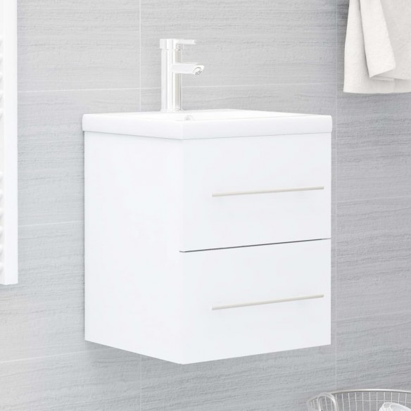 Armoire d'évier avec lavabo intégré Blanc Aggloméré