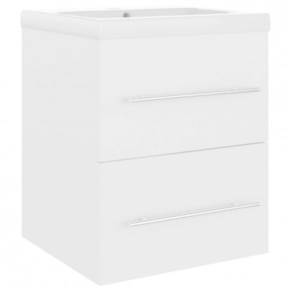 Armoire d'évier avec lavabo intégré Blanc Aggloméré