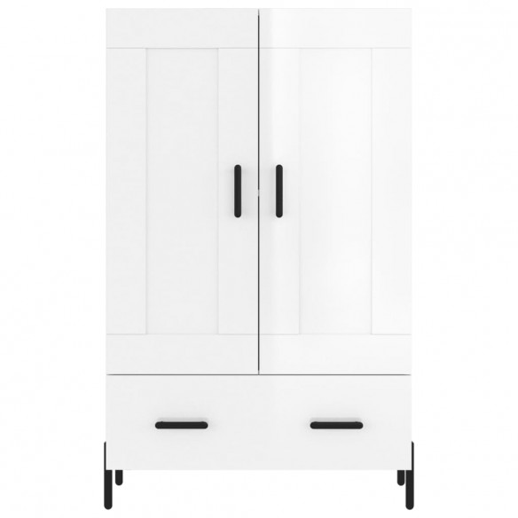 Buffet haut blanc brillant 69,5x31x115 cm bois d'ingénierie