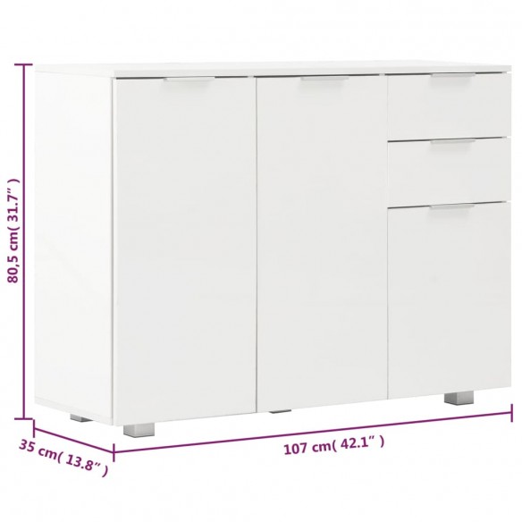 Buffet Blanc brillant 107x35x80,5 cm