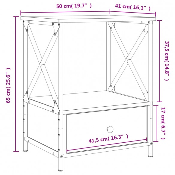 Table de chevet chêne sonoma 50x41x65 cm bois d'ingénierie