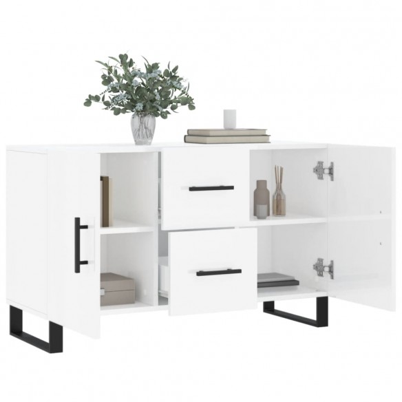 Buffet blanc brillant 100x36x60 cm bois d'ingénierie