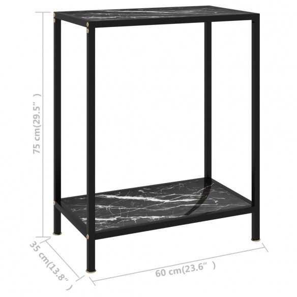 Table console Noir 60x35x75 cm Verre trempé