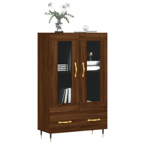 Buffet haut chêne marron 69,5x31x115 cm bois d'ingénierie