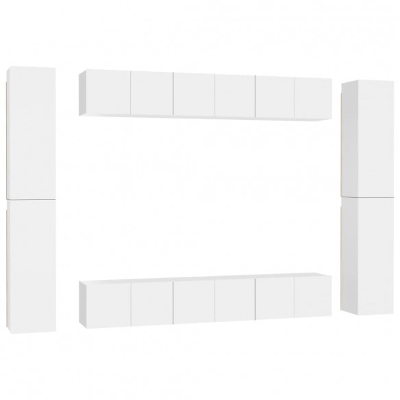 Ensemble de meubles TV 10 pcs Blanc Aggloméré