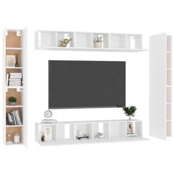 Ensemble de meubles TV 10 pcs Blanc Aggloméré