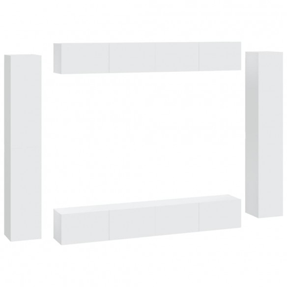 Ensemble de meubles TV 8 pcs Blanc Bois d'ingénierie