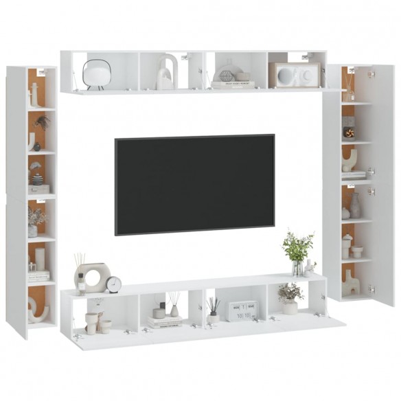 Ensemble de meubles TV 8 pcs Blanc Bois d'ingénierie