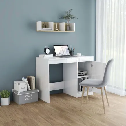 Bureau Blanc brillant 100x50x76 cm Aggloméré 2
