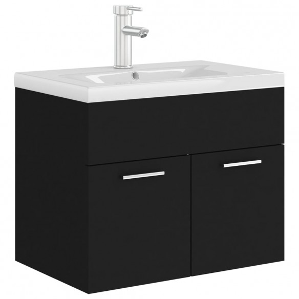 Armoire d'évier avec lavabo intégré Noir Aggloméré