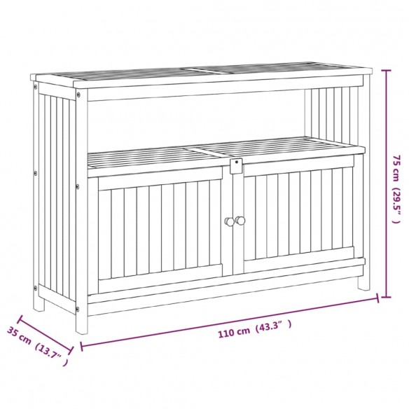 Table console de jardin 110x35x75 cm bois massif d'acacia