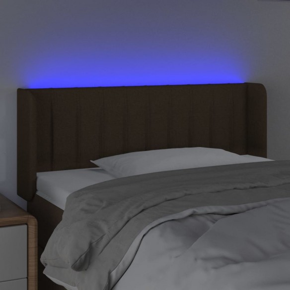 Tête de lit à LED Marron foncé 93x16x78/88 cm Tissu