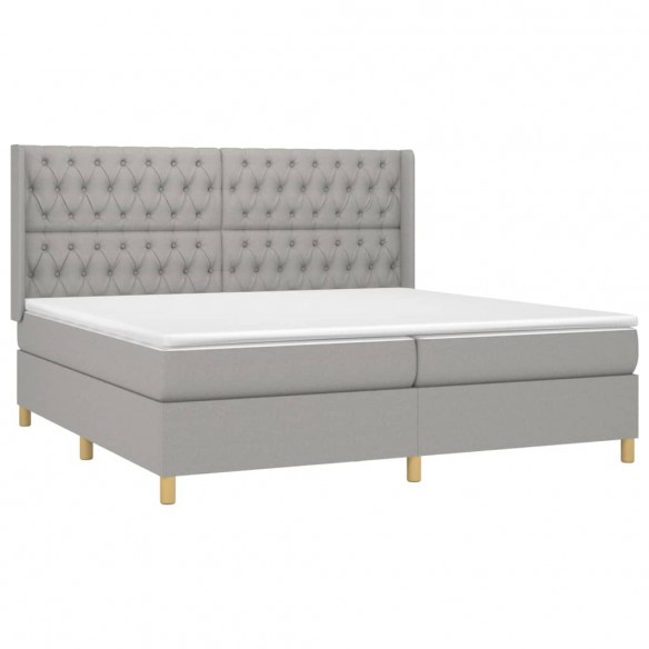 Cadre de lit matelas LED Gris clair 200x200 cm Tissu