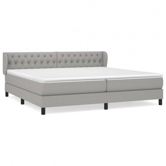 Sommier à lattes de lit avec matelas Gris clair 200x200cm Tissu