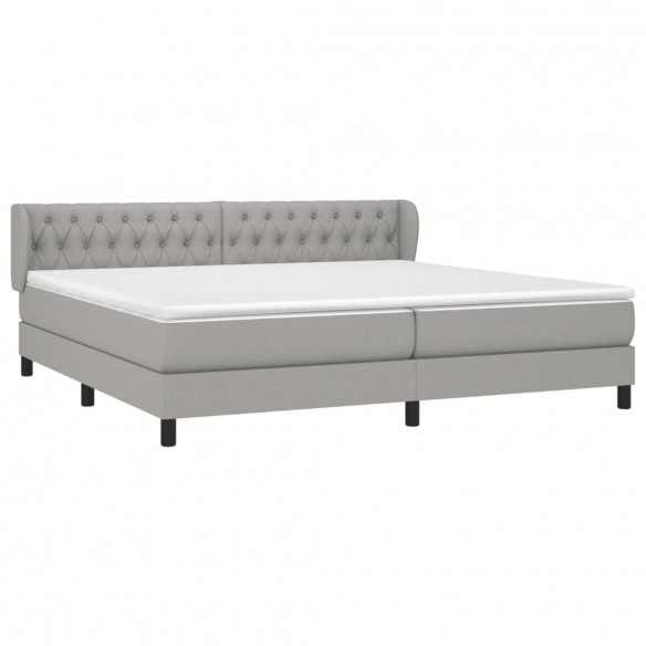 Sommier à lattes de lit avec matelas Gris clair 200x200cm Tissu