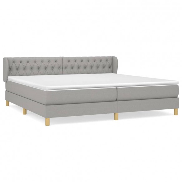 Cadre de lit avec matelas Gris clair 200x200cm Tissu