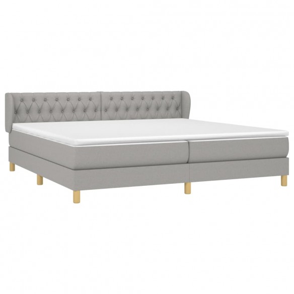 Cadre de lit avec matelas Gris clair 200x200cm Tissu