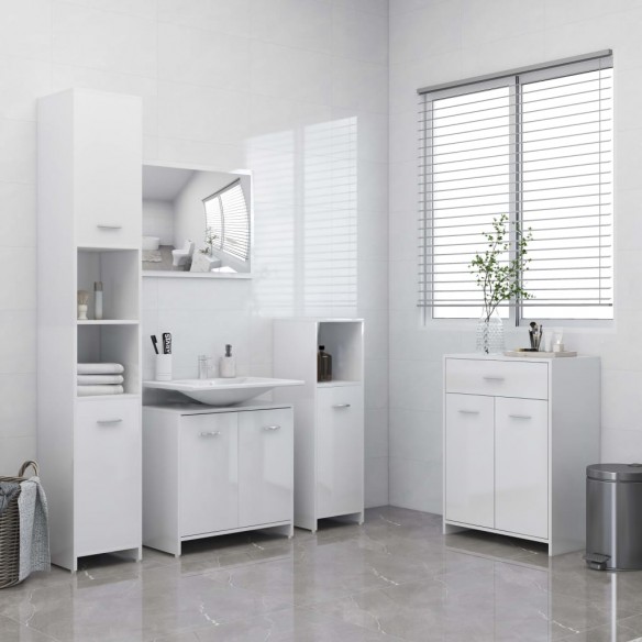 Armoire de salle de bain Blanc brillant 60x33x80 cm Aggloméré