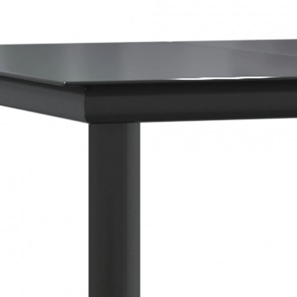 Table à dîner de jardin Noir 160x80x74 cm Acier et verre trempé