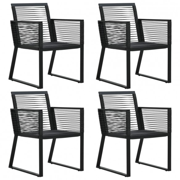 Chaises de jardin 4 pcs Corde en rotin Noir