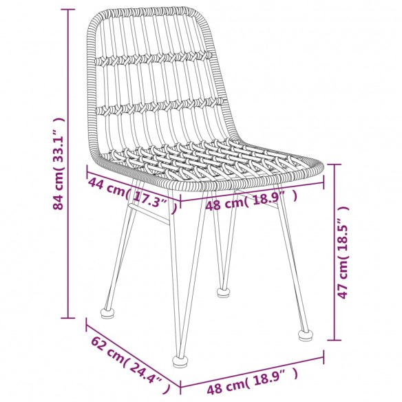 Chaises de jardin 2 pcs 48x62x84 cm Résine tressée