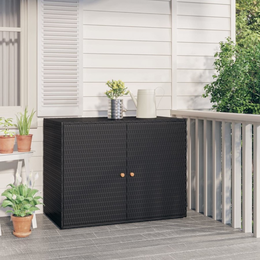 Armoire de rangement jardin Noir 100x55,5x80 cm Résine tressée