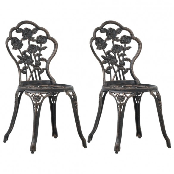 Chaises de bistro 2 pcs Bronze Aluminium coulé