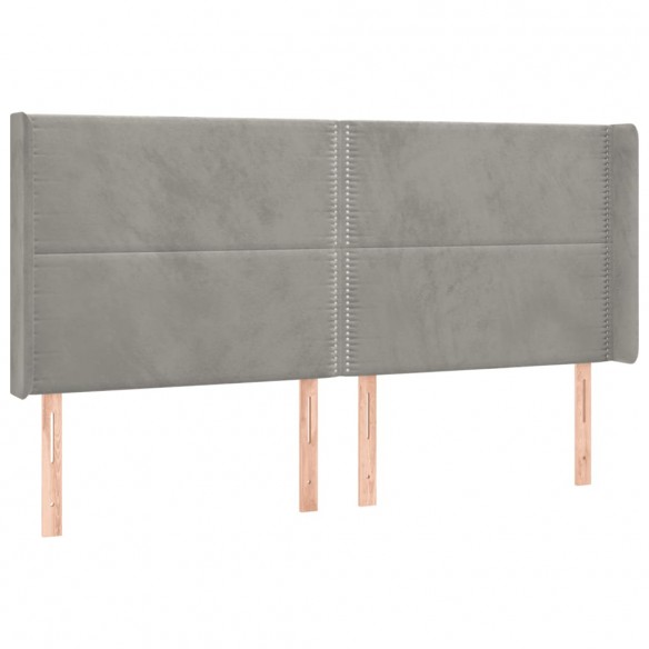 Tête de lit à LED Gris clair 203x16x118/128 cm Velours