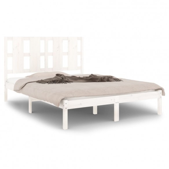 Cadre de lit Blanc Bois de pin massif 140x190 cm