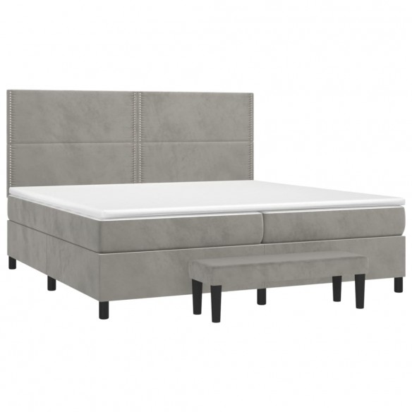 Cadre de lit et matelas Gris clair 200x200cm Velours