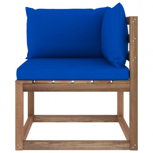 Canapé d'angle palette de jardin avec coussins bleu