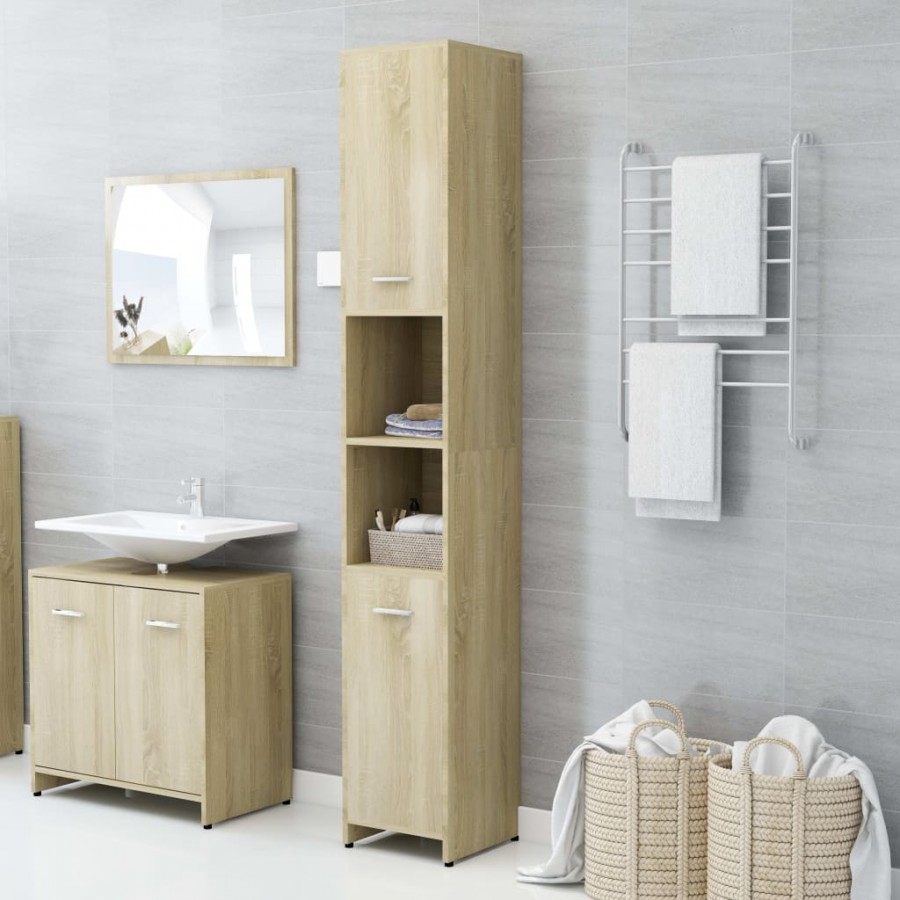 Armoire de salle de bain Chêne sonoma 30x30x183,5 cm Aggloméré