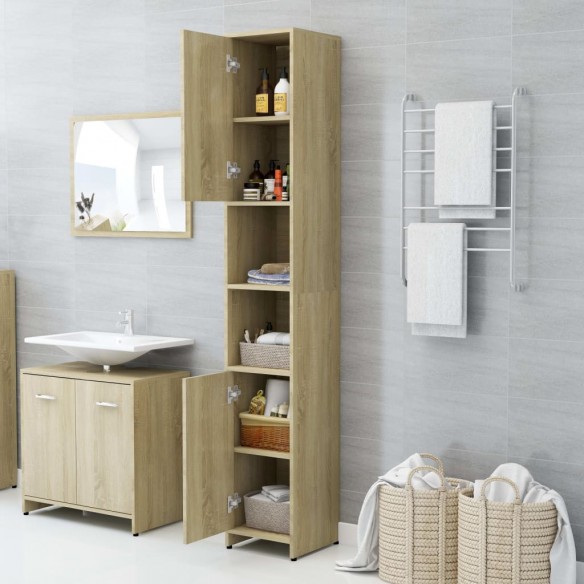 Armoire de salle de bain Chêne sonoma 30x30x183,5 cm Aggloméré