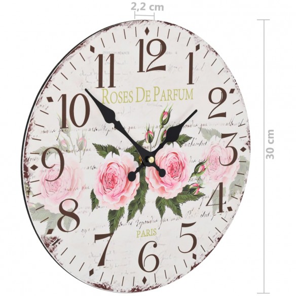 Horloge murale vintage Fleur 30 cm