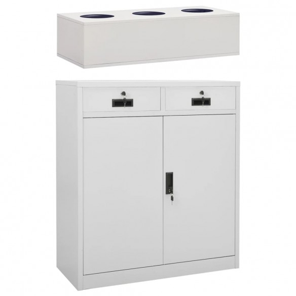 Armoire de bureau avec jardinière Gris clair 90x40x125 cm Acier