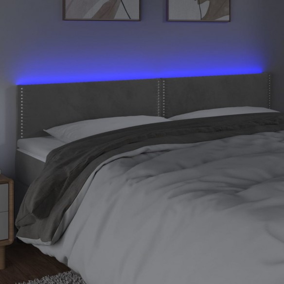 Tête de lit à LED Gris clair 200x5x78/88 cm Velours