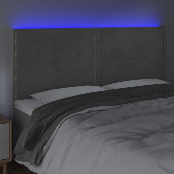 Tête de lit à LED Gris clair 200x5x118/128 cm Velours