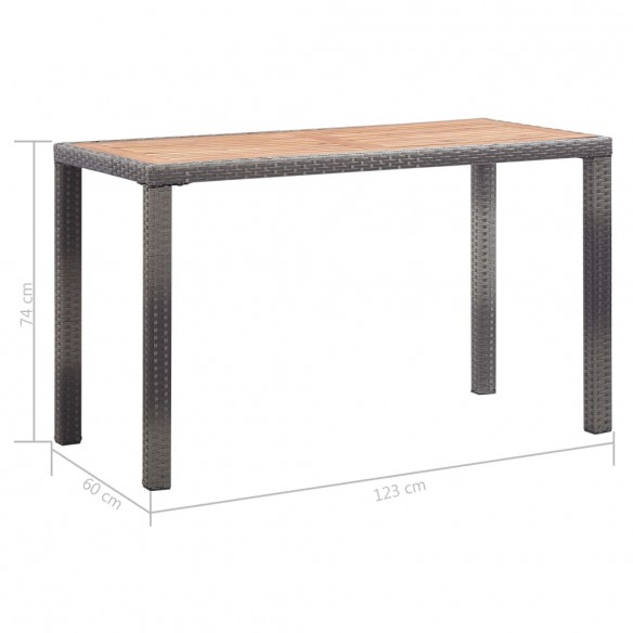 Table de jardin Anthracite et marron 123x60x74 cm Bois d'acacia