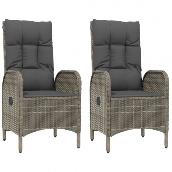 Chaises d'extérieur 2 pcs Résine tressée Gris